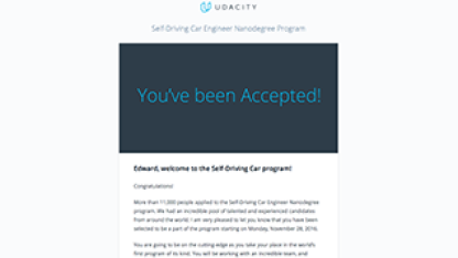 Got accepted into Udacity's Self-Driving Car Program